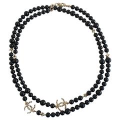 Chanel Black Beaded Necklace