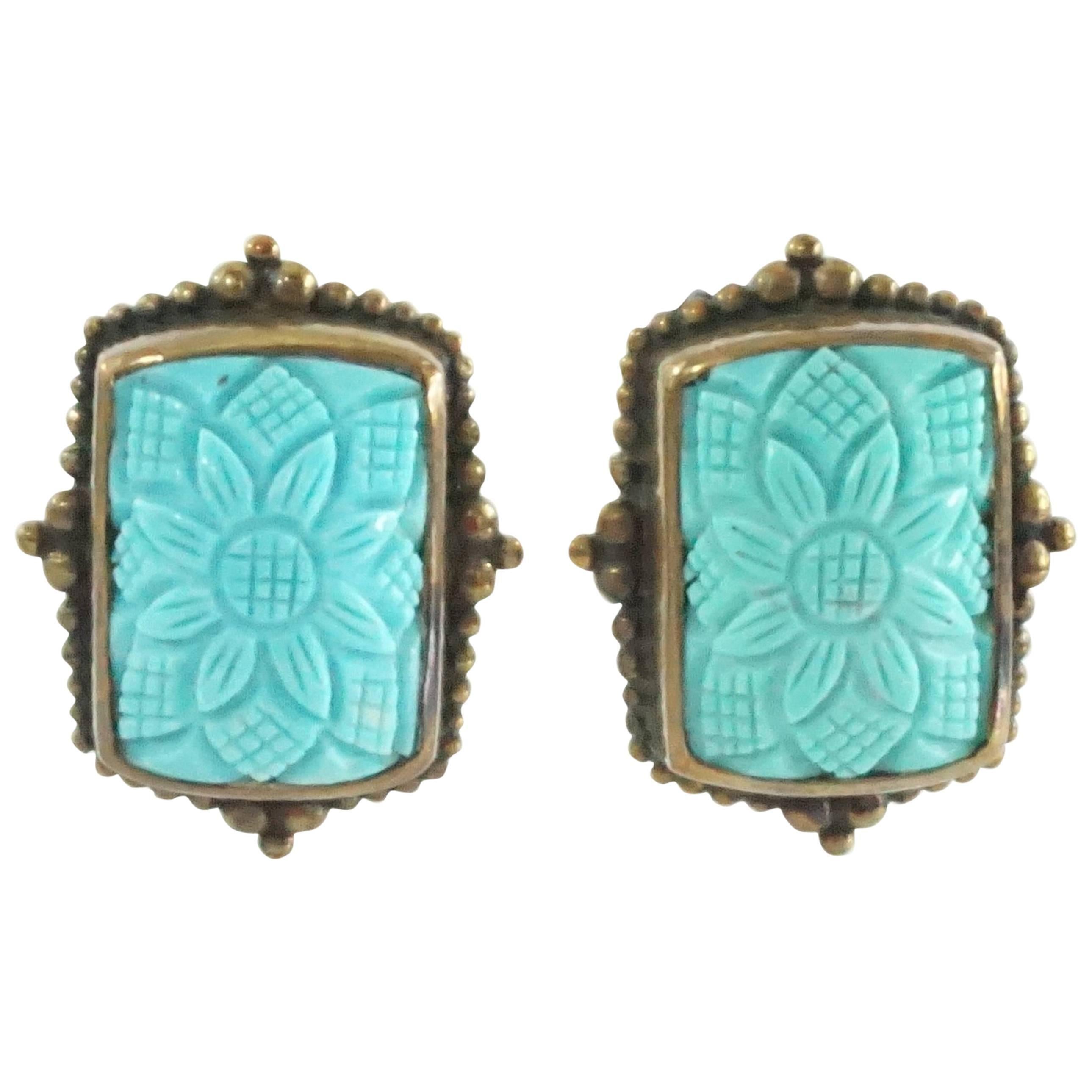Stephen Dweck Turquoise and Bronze Earrings NWT - 2001 Collection