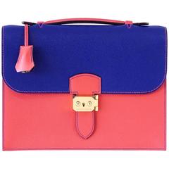 HERMES SAC A DEPECHE 27 Bag Horseshoe Electric Blue/Rose Jaipur Epsom Gold 4