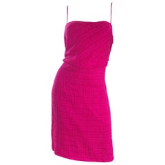 1990s Giorgio Armani Size 6 Raspberry Pink Fuchsia Vintage Silk Slip Dress