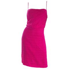 1990s Giorgio Armani Collezioni Raspberry Pink Fuchsia Size 6 Vintage Silk Dress 3