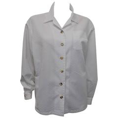 Hermes white Cotton shirt Blouse with horne buttons