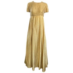 Geoffrey Beene 1960s Pearl Encrusted Gold Metallic Rare Vintage 60s Evening Gown