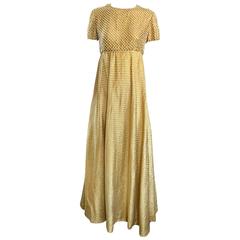 Geoffrey Beene 1960s Pearl Encrusted Gold Metallic Rare Vintage 60s Evening Gown 4