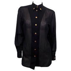 Hermes Black cotton shirt with H logo buttons sz 42