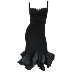 1990s Max Mara Black Jersey Sequin Bodycon Jersey Mermaid Vintage Cocktail Dress