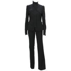New Tom Ford for Gucci F/W 2003 Collection Runway Stretch Black Pant Suit 42 