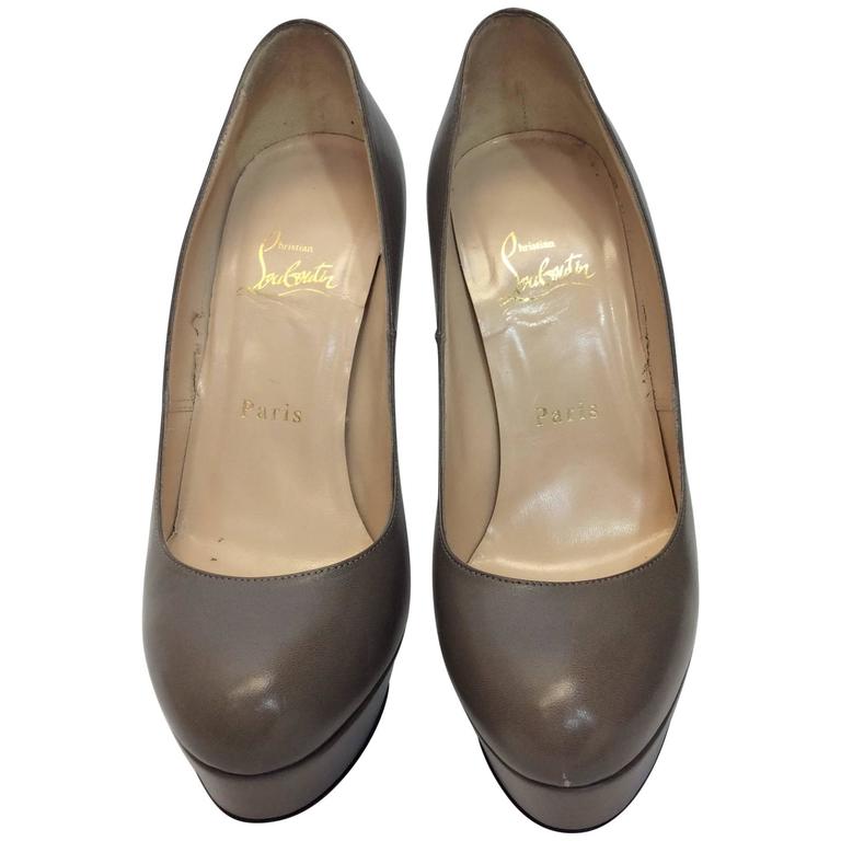 Christian Louboutin Gray Leather Platform Pumps For Sale at 1stDibs