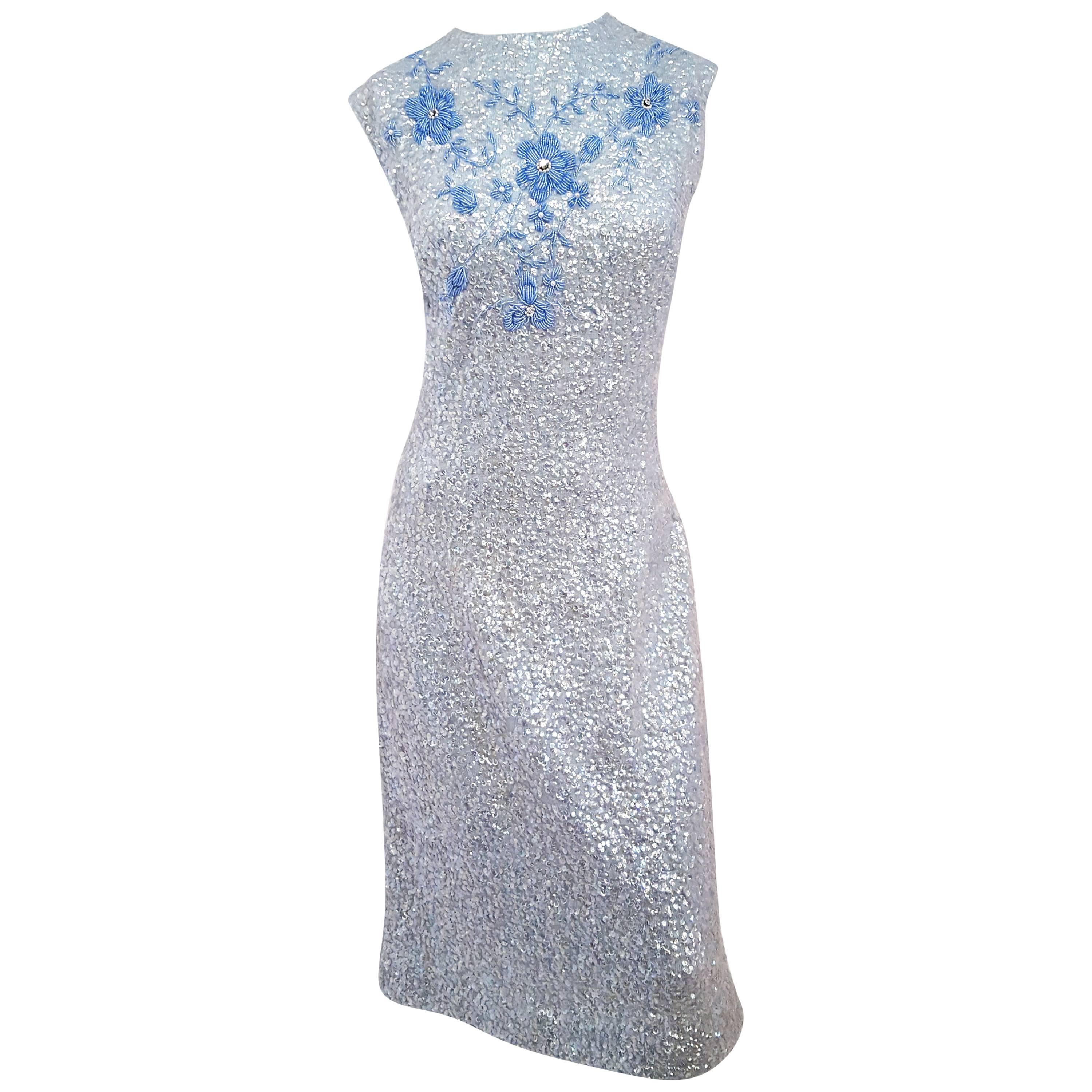 1960s Sequin and Beaded Knit Dress For Sale