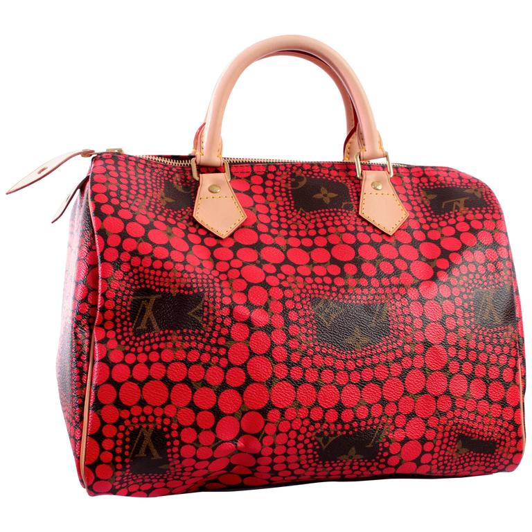 Limited Louis Vuitton Yayoi Kusama Red Pumpkin Dot Speedy Bag 30 + Box ...