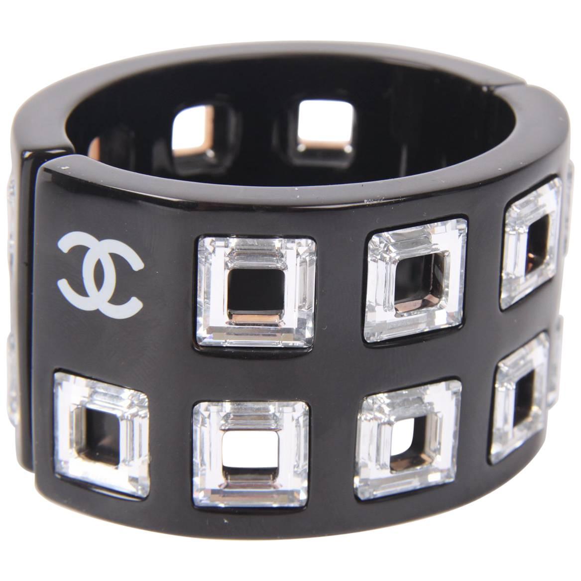 Chanel Black & White Resin Crystal Cube Bracelet 2006