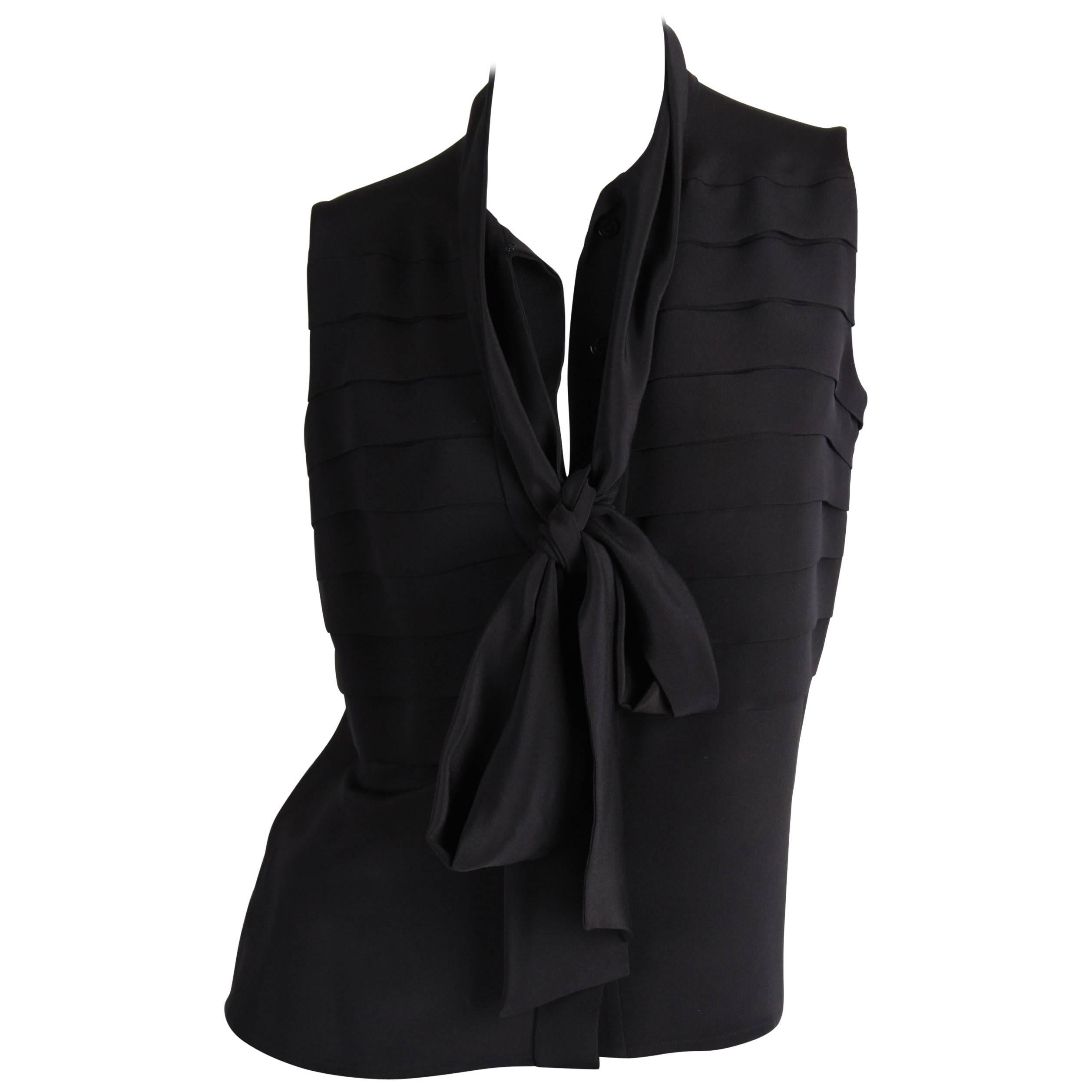  Chanel Silk Sleeveless Blouse - black  For Sale