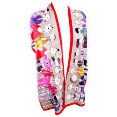Love Moschino Silk Printed Scarf Shawl Fashionistas Girls Colorful 70in x 13.5in 9