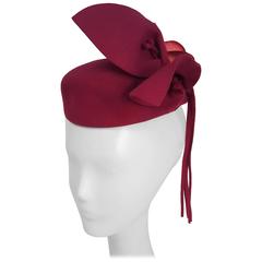 1940s Magenta Felt Flower Fashion Hat