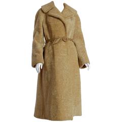 60s Dyed Lambs Fur Coat with Belt Sears Fashions Size 10 3