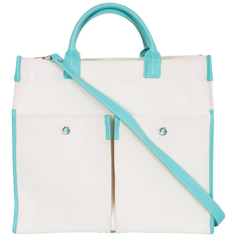 Tiffany and Co Canvas/Leather Jitney Tote Bag For Sale at 1stDibs