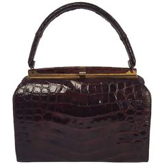 1940s Espresso Alligator Purse 10