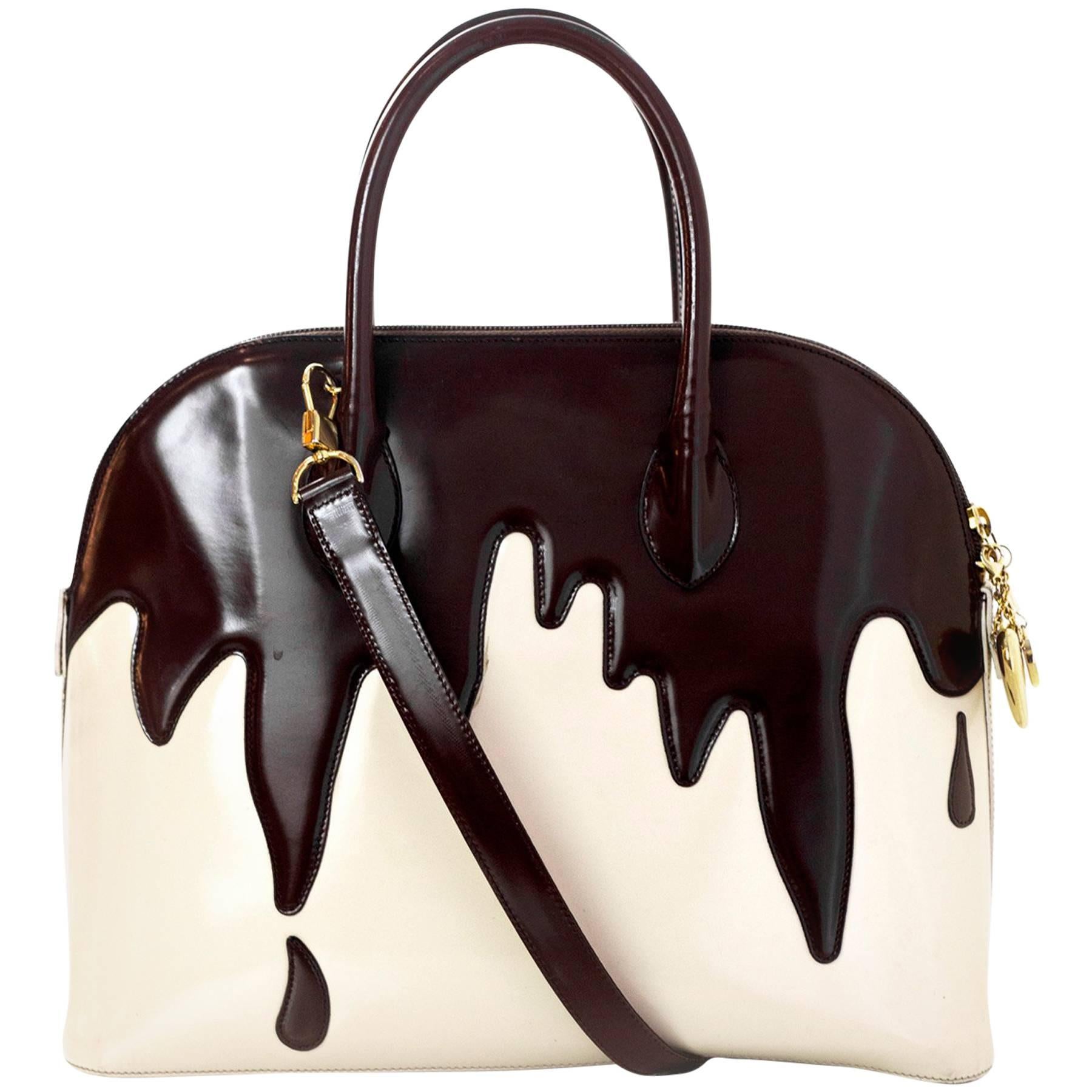 Moschino Redwall Vintage Collector's Dripping Chocolate Top Handle Bag w/ Strap