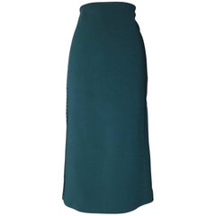 Oscar De La Renta Falda Midi de Punto Bodycon Verde Azul Teal, 2013