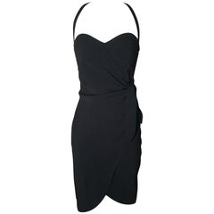 Moschino Couture Cruise Me Baby Little Black Dress Halter Wrap, 1980s  