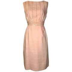 Peggy Hunt Pink Linen Sleeveless Shift Dress with Sequin Embellishment, 1960s 