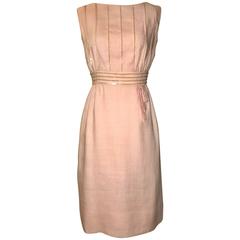 Peggy Hunt 1960s Pink Linen Sleeveless Shift Dress with Sequin Embellishment 2