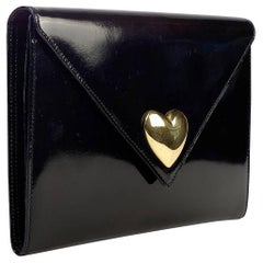 Moschino Patent Leather Clutch w/ Heart Shaped Closure 2