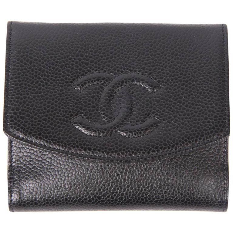 Chanel Caviar Leather CC Billfold Wallet - black at 1stDibs | cavier ...