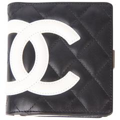 Chanel Quilted Ligne Cambon Billfold Compact Wallet - black & white 10