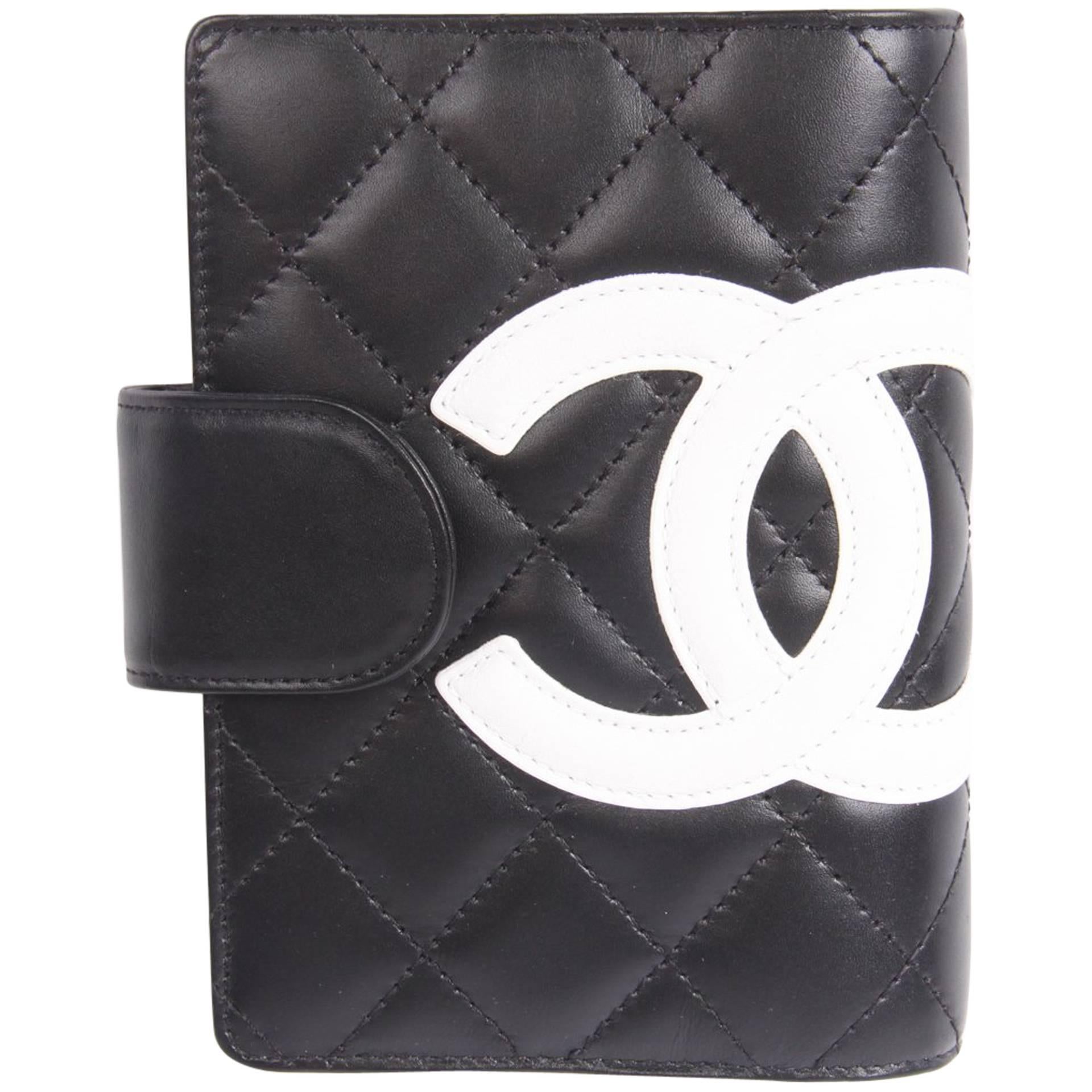 Chanel Quilted Ligne Cambon Agenda Cover - black & white 