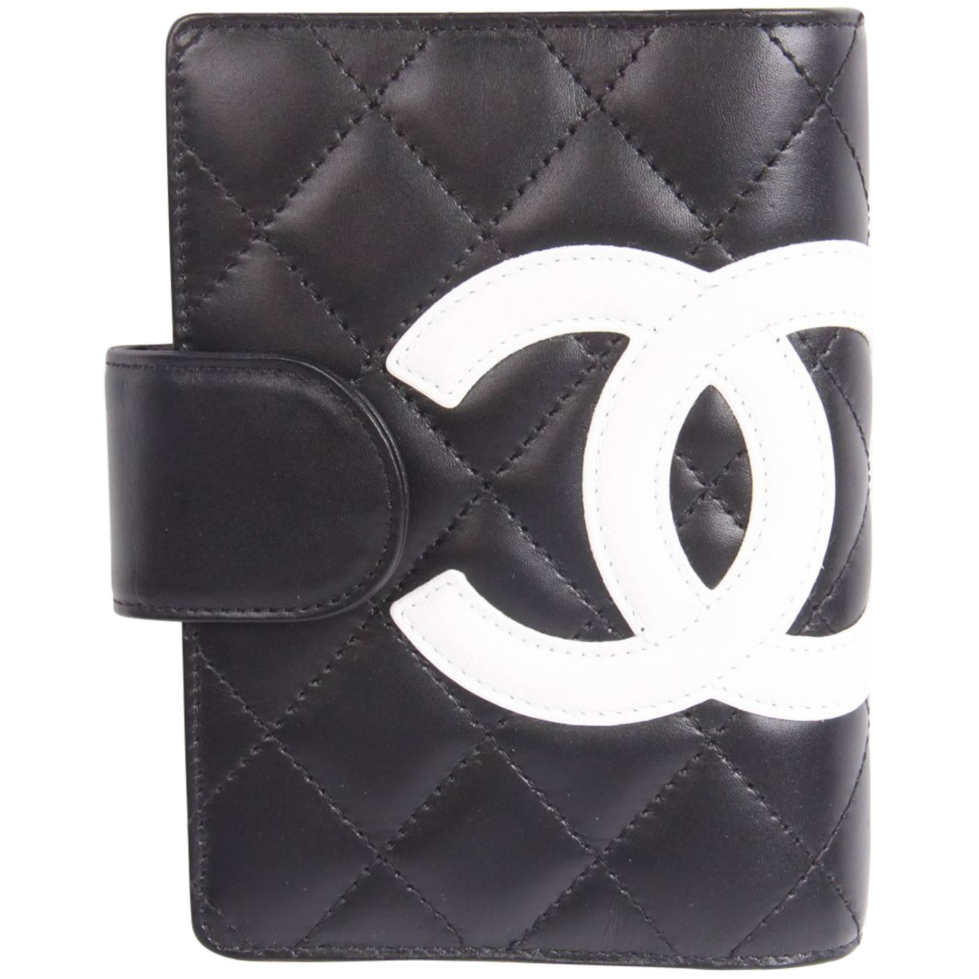 Chanel Quilted Ligne Cambon Agenda Cover - black & white