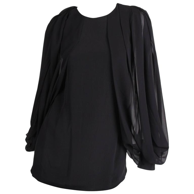 Gucci Silk Open Sleeve Blouse - black For Sale at 1stDibs | open sleeve ...