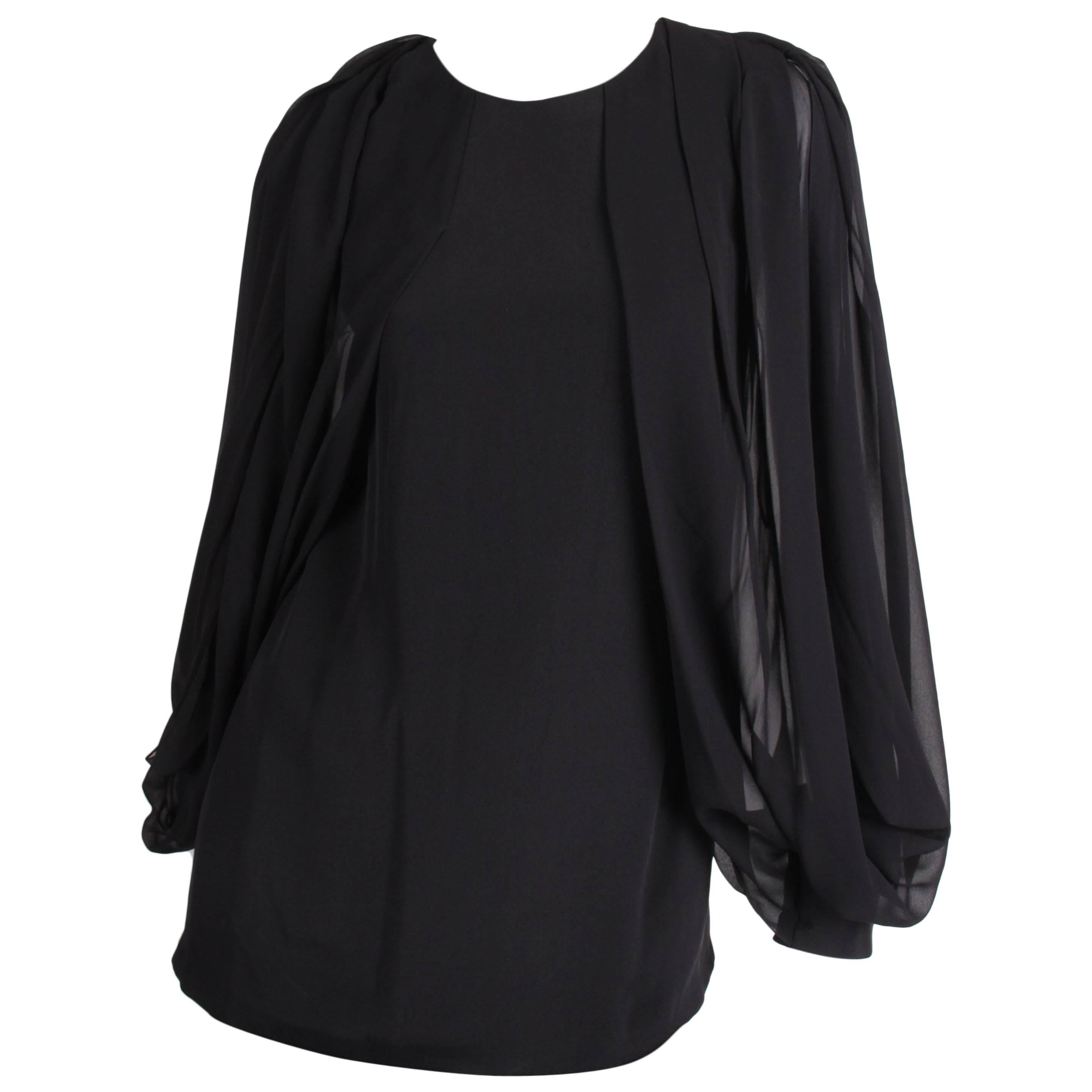 Gucci Silk Open Sleeve Blouse - black For Sale