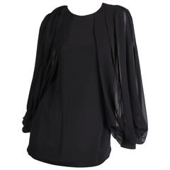 Gucci Silk Open Sleeve Blouse - black