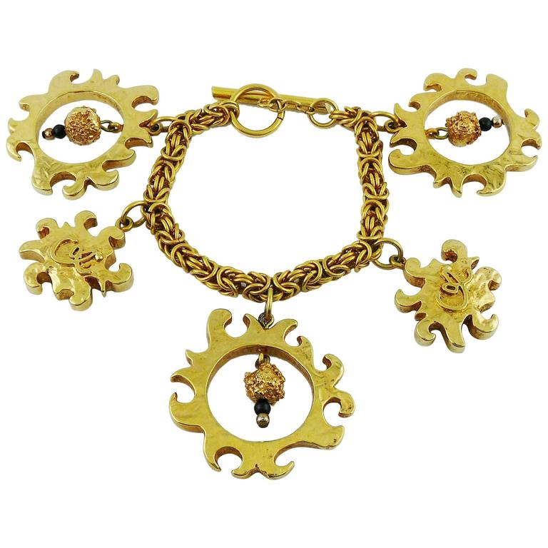 Lacroix Vintage Gold Toned Sun Charms Bracelet For At Lacroix Vintage Gold Toned Sun Charms Bracelet For
