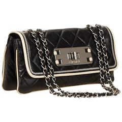 Chanel Black Quilted Leather East West Flap Bag 