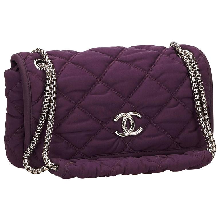 Chanel Purple Quilted Nylon Bubble Chain Shoulder Bag at 1stDibs