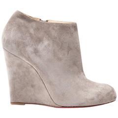 Christian Louboutin Grey Suede Ankle Boot Wedges
