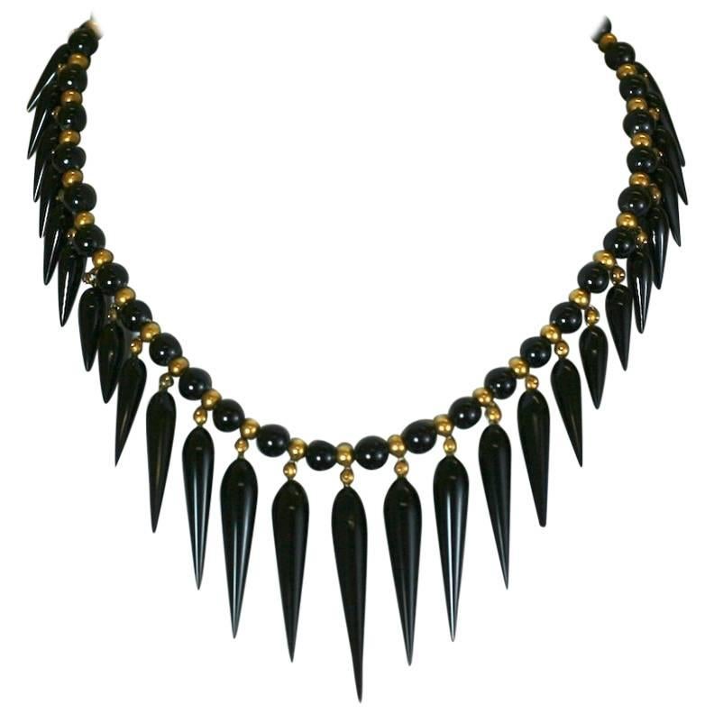 Lovely Victorian Onyx Tear Drop Collar For Sale