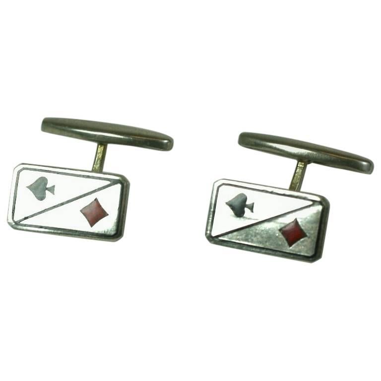 Art Deco Spades and Diamonds Cufflinks For Sale