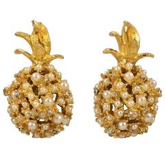 1950s Pineapple Clip-on Earrings by Alice Caviness