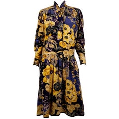 Kenzo Purple Velvet Floral Dress 3