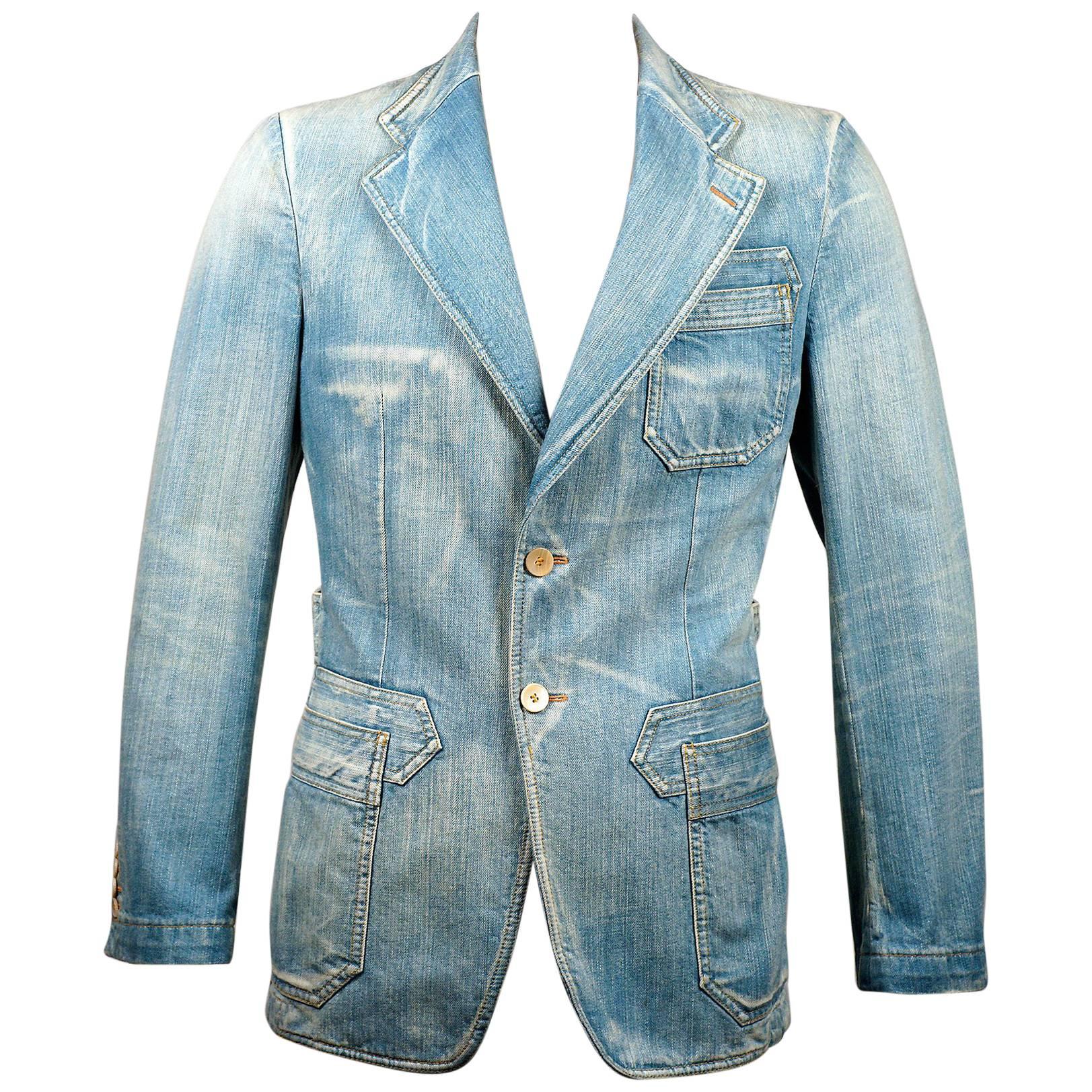 Tom Ford for Gucci Distressed Tailored Denim Jacket