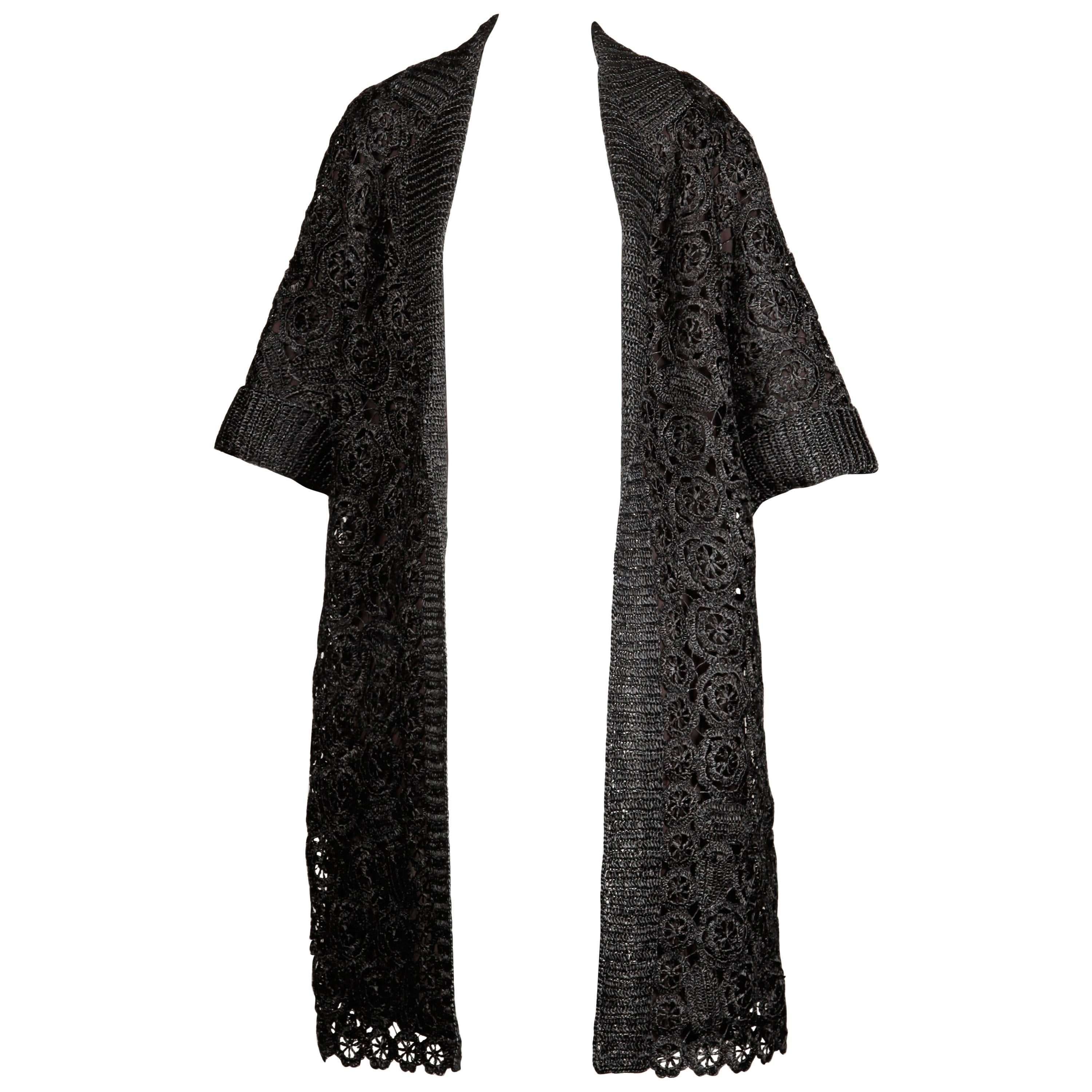 1960s Gino Paoli Vintage Black Raffia Lace Coat at 1stDibs | 1960s coat