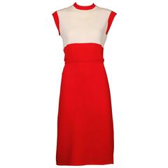 St. John Vintage Rot-Weißes Strickkleid mit Farbblock