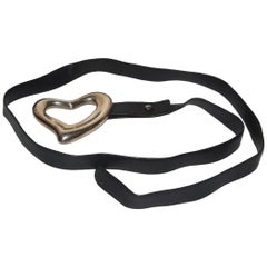 Tiffany Peretti Sterling and Leather open Heart Belt