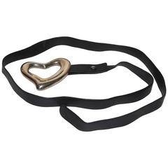 Tiffany Peretti Sterling and Leather open Heart Belt 3