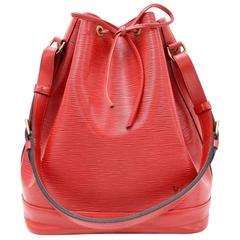 Louis Vuitton Noe Large Red Epi Leather Shoulder Bag 