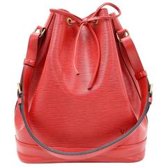 Louis Vuitton Noe Large Red Epi Leather Shoulder Bag