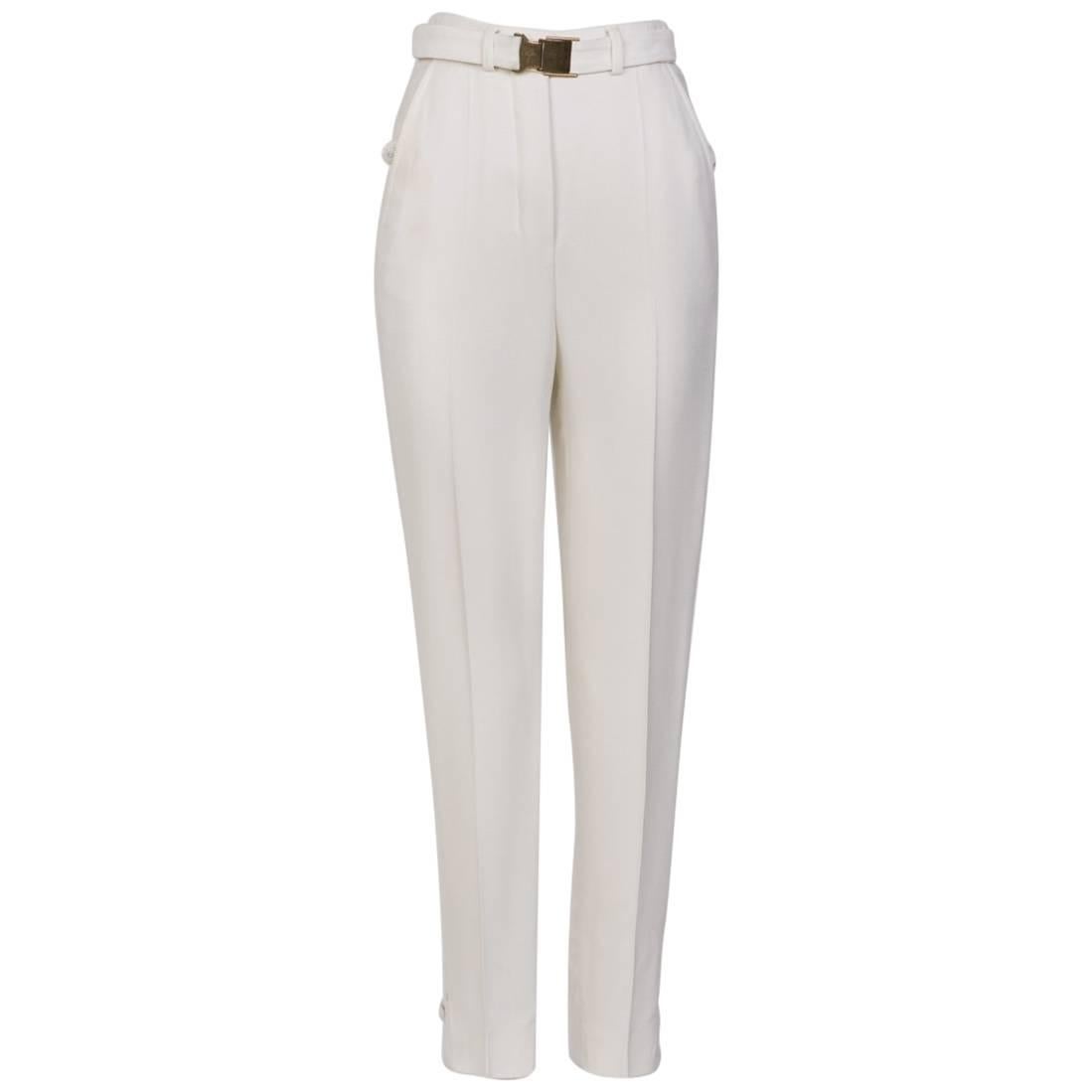 STEFANO PILATI For YSL White Crepe Trouser For Sale
